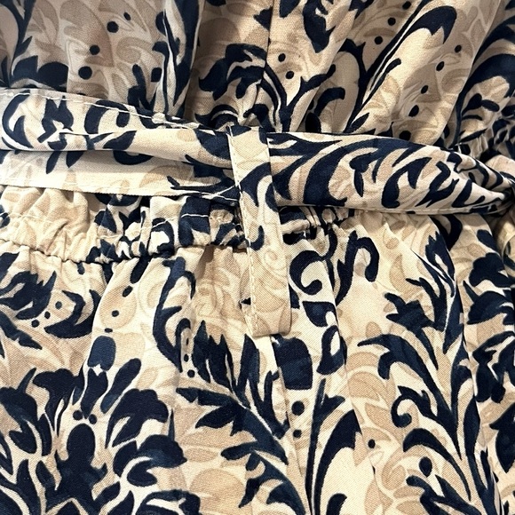 Cupshe Asymmetrical One Shoulder Pleated Blue Damask and Cream Mini Dress Large - Picture 9 of 14